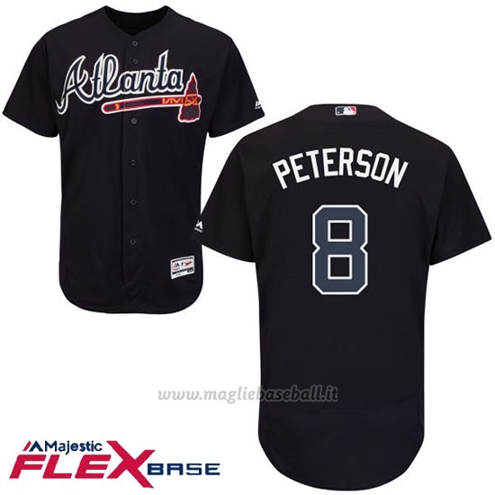 Maglia Baseball Uomo Atlanta Braves 8 Jace Peterson Blu Autentico Collezione Flex Base